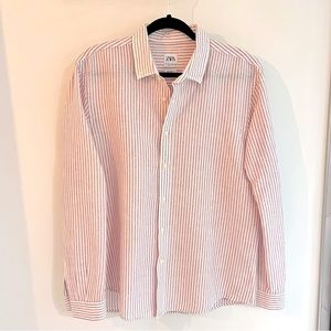 Zara NWOT casual striped button down size large relaxed fit